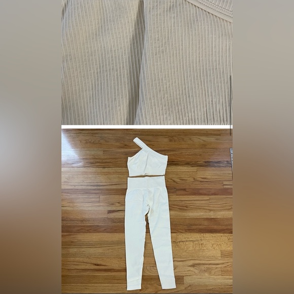 2-piece workout set off shoulder crop top with leggings - Picture 3 of 3